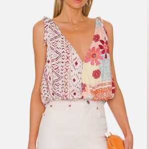 Free People Tied To You Tank Womens‎ S Boho Hippie Floral Vacation Adjustable